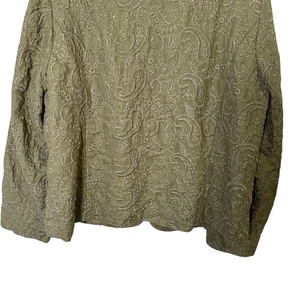 Windsmoor Embroidered Linen Olive Green Paisley Women's Jacket Size 14 Textured - Picture 15 of 15